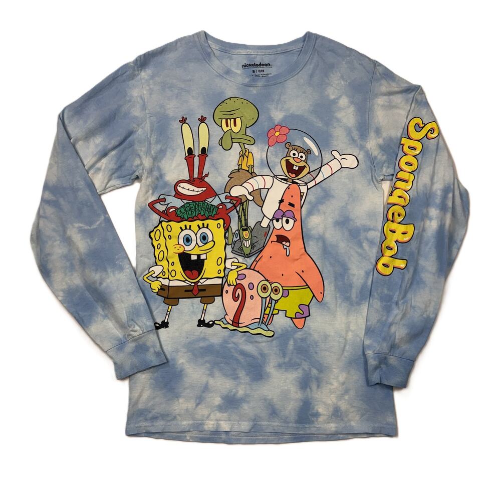 Nickelodeon SpongeBob SquarePants Patrick Tie Dye LS Graphic T-Shirt Sz S cotton